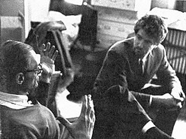 Arthur Miller and David Amram, at Miller's apartment  In Greenwich Village New York City, in the Fall of  1963, working on Amram's score for Miller's new play  After the Fall, before the opening at the ANTA theater for the Lincoln Center Theater in 1964.  - Click Here for More on Arthur Miller -