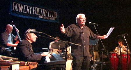 Click Here to view David, the quartet with saxophonist, Eric Lawerence sitting in to swing with author, poet, Jose Pacheco and his tale of "The Night Charlie Parker Played Tenor at Montmartre Café in Greenwich Village."