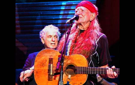 David Amram with Willie Nelson at Farm Aid 2007, Randall's Island, NY. Click Here To Learn More About Farm Aid 2008!
