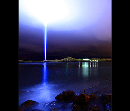 The Imagine Peace Tower on the island of Videy, near Reykjavík, Iceland on 10.09.08.  Click Here To Learn More!