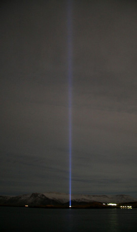 The Imagine Peace Tower, Viðey Island, Reykjavik, Iceland - Photo by August Kristinsson.