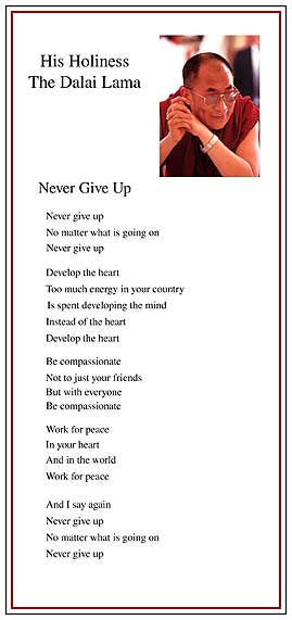 The "Never Give Up" Poster.
